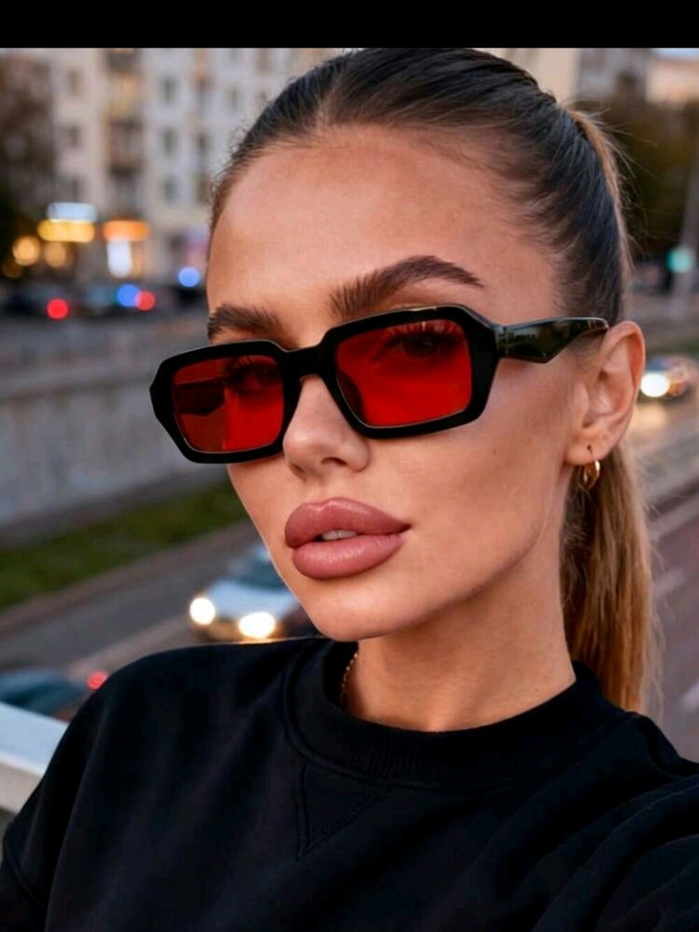 Black Frame Red Lens Glasses